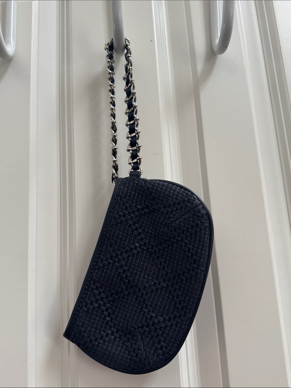 Ann Taylor Navy Woven Chain Wristlet